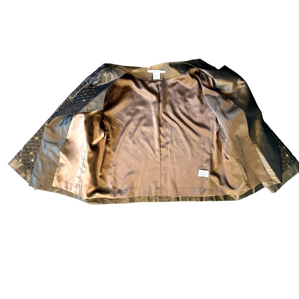 Peter Nygard Small Vintage Bronze Gold Silk Jacket Vintage Dot Party Evening Chi - Picture 11 of 13